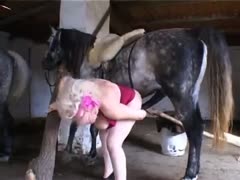 Busty mom fucks hard because she loves spending time alone with her beloved horse.